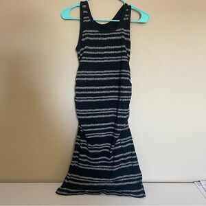 Maternity Liz Lange Black and White Striped Maxi Dress